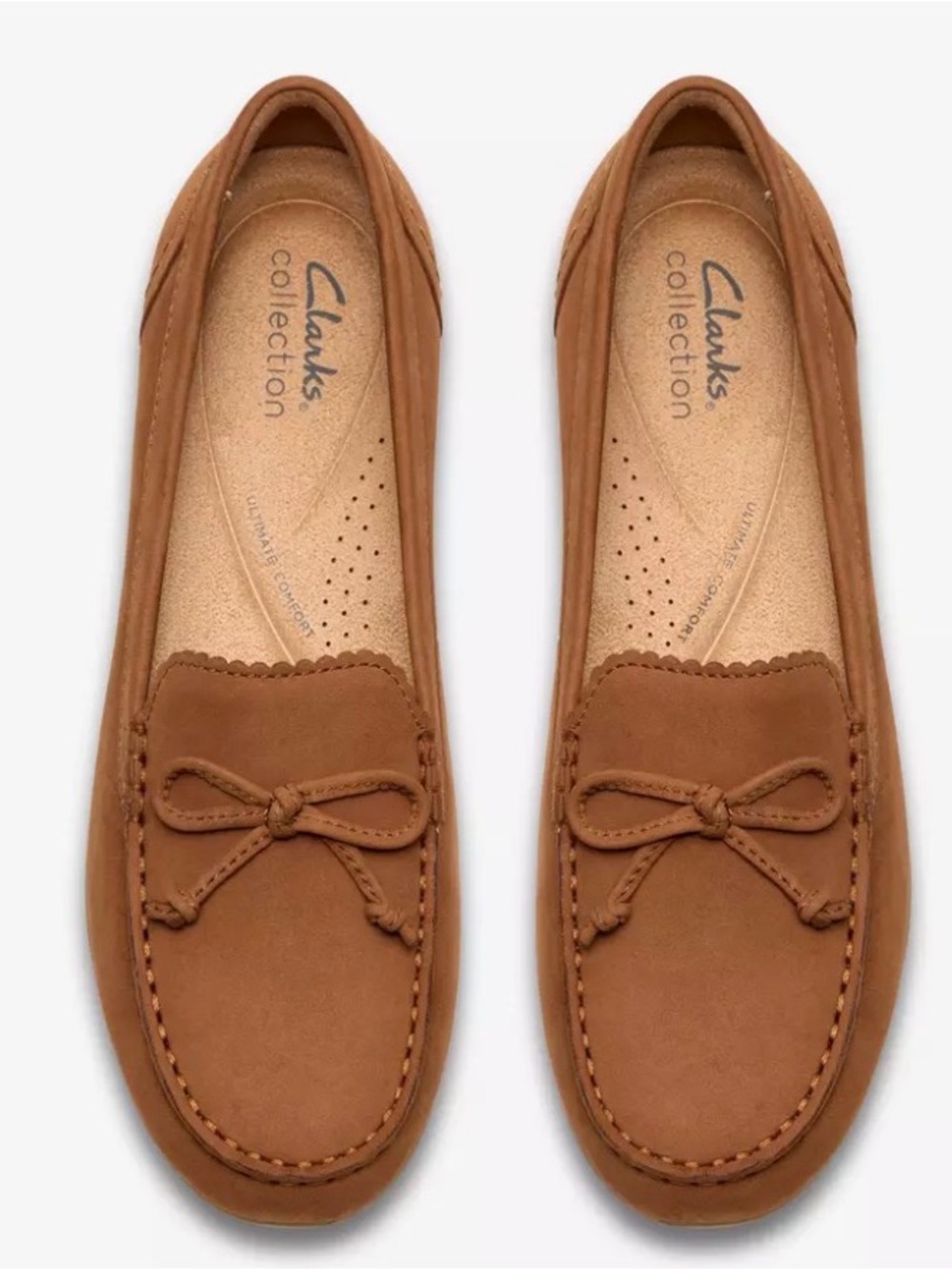 Clarks Collection Women's Tan Leather Bow Moccasins
